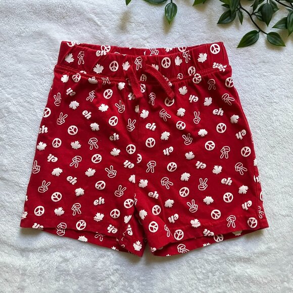 Joe Fresh Baby Shorts 18-24M Red Maple Leaf Print | Canada Day Cotton Pull-On - Picture 1 of 14